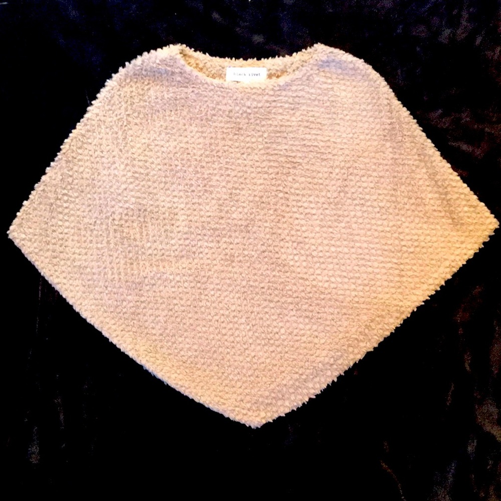 Black Rivet Fuzzy Poncho